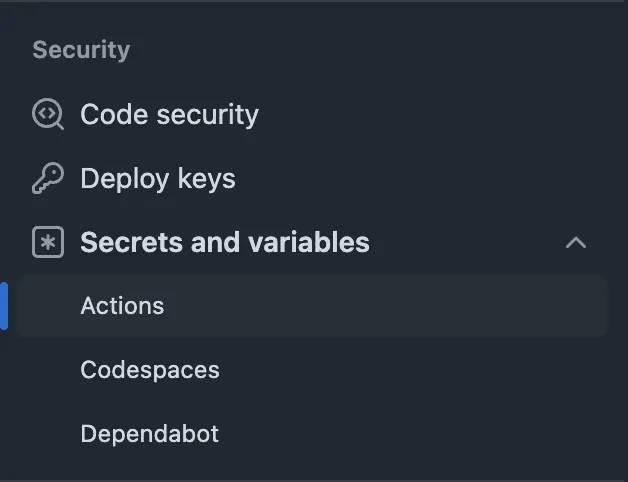category "security" of the sidebar of the repository settings